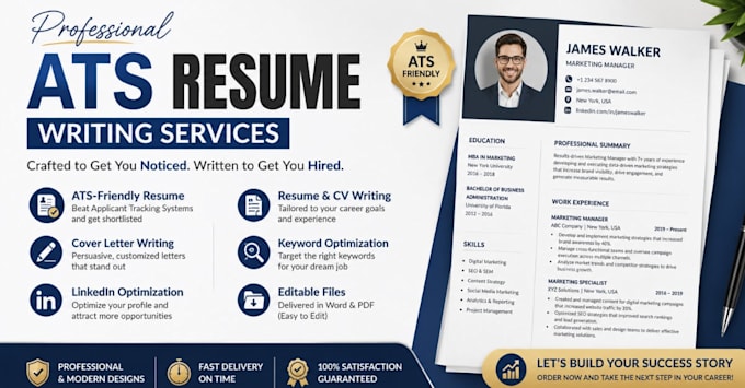 write an ats resume, CV, cover letter, and linkedin profile