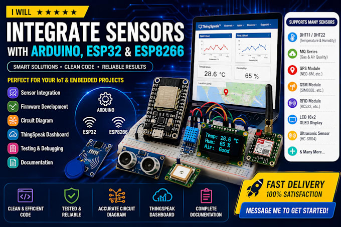 Integrate sensors with arduino esp32 and esp8266 by Prajjwalj111 | Fiverr