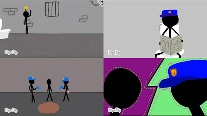 create 2d stickman animations for illustrations for kids