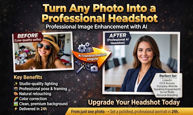 realize a professional photo for CV, linkedin
