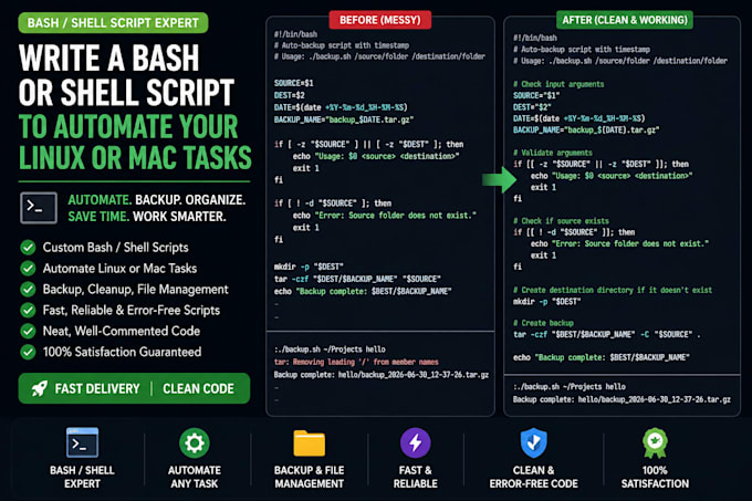write a bash or shell script to automate your linux or mac task