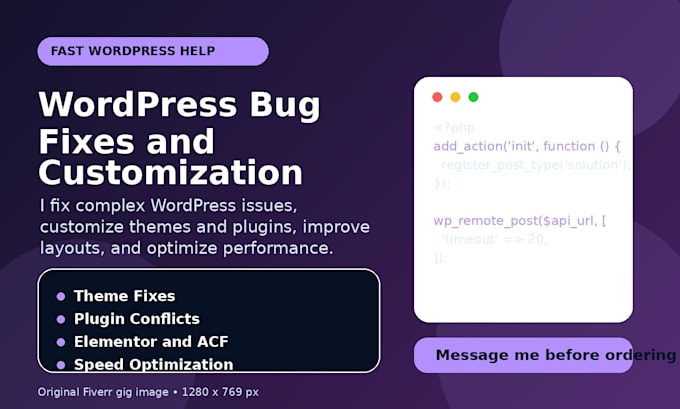 wordpress bugs errors and customize your website