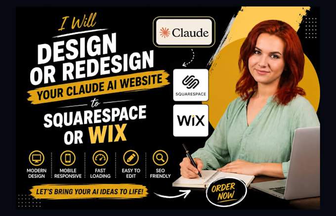 design or redesign your claude ai website to squarespace website, wix studio
