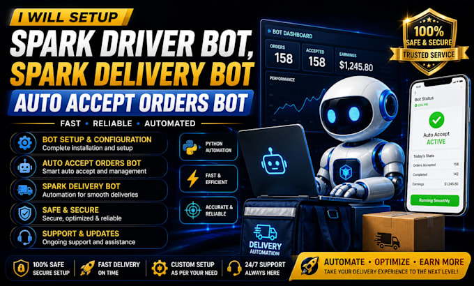 setup spark driver bot, spark delivery bot auto accept orders bot, spark