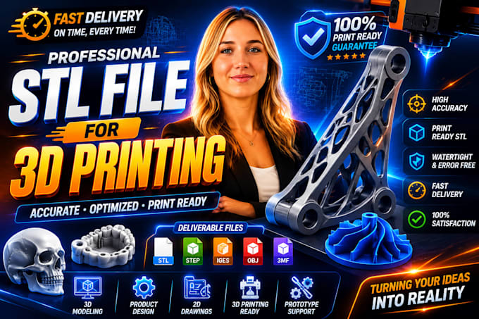 create, repair or modify stl files for 3d printing and redesign 3d cad model