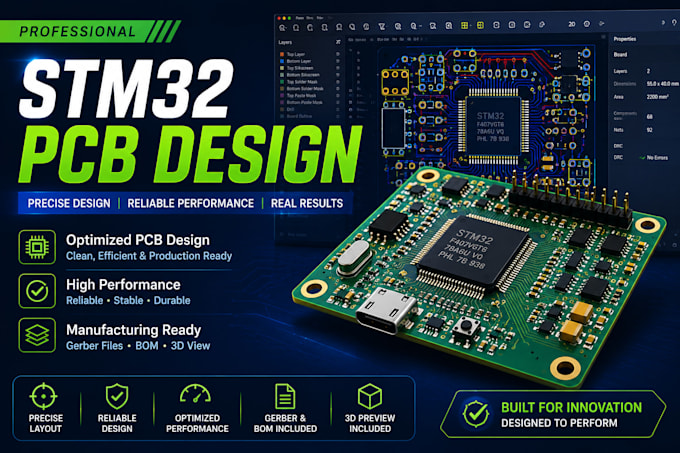 design stm32 pcb, embedded c firmware and hardware prototype