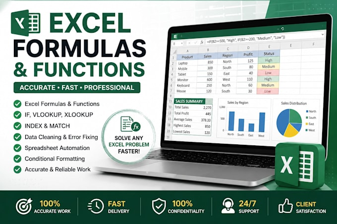 create excel formulas, functions and fix spreadsheets
