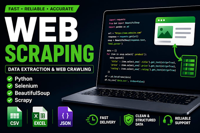 do python web scraping, data extraction and crawling