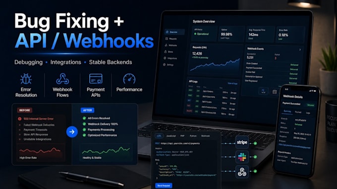 fix bugs and API issues in your website, bot or app