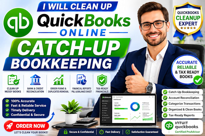 clean up quickbooks online catch up bookkeeping fast