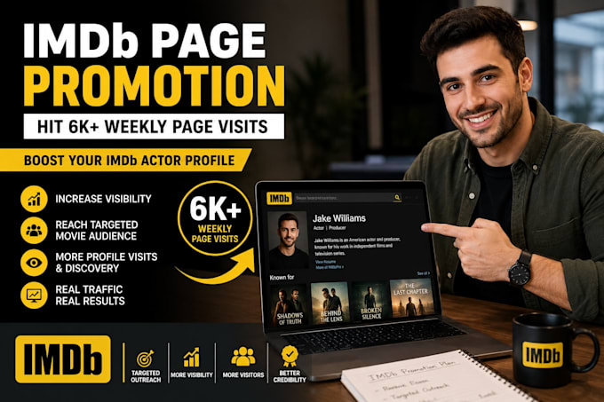 imdb page promotion hit 6k weekly page visit boost imdb actor profile