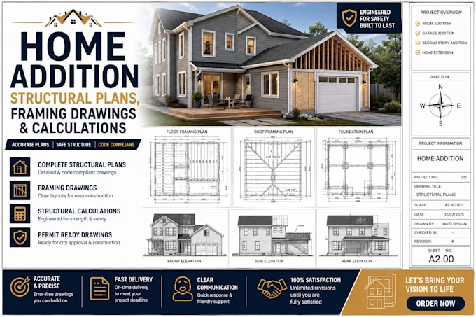 create home addition structural plans, framing drawings floor plan calculations