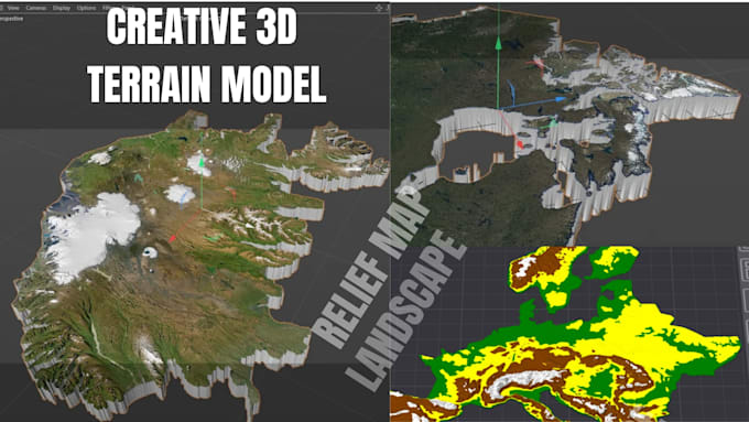 do premium 3d terrain map, 3d relief topographic model landscape stl for cnc