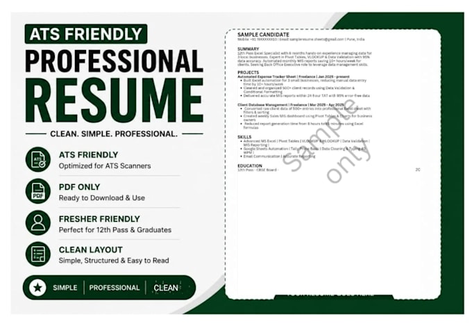 create an ats friendly resume for freshers
