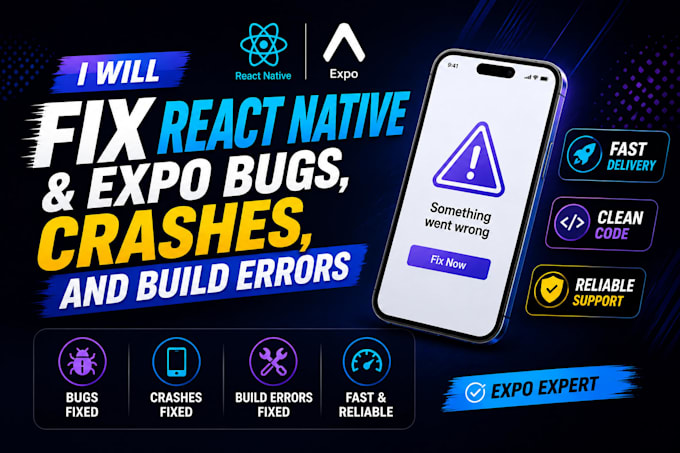 fix react native and expo bugs, crashes, and build errors