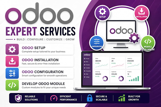 do odoo setup, odoo installation, odoo configuration and develop odoo module