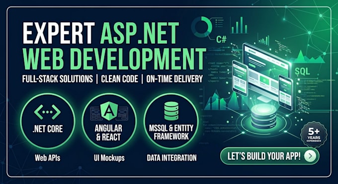 build custom asp dot net web app, angular react, sql server