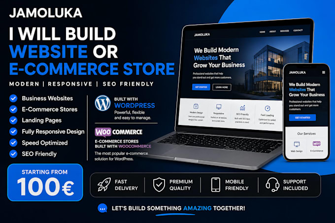 build a responsive wordpress website or woocommerce store