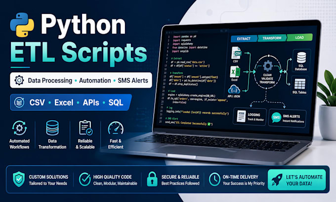 create python etl scripts for data processing, automation