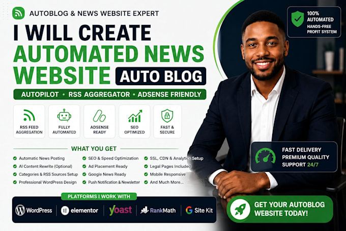create wordpress autoblog, automated news website, RSS aggregator blog