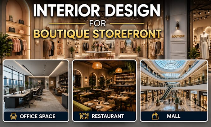 do interior design for boutique storefront, office space, restaurant and mall
