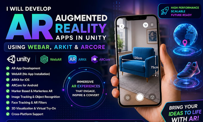 develop augmented reality ar apps in unity using webar, arkit and arcore