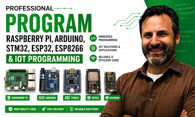 program raspberry pi, arduino, stm32, esp32, esp8266 and iot program