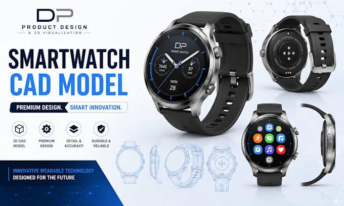 create smartwatch cad models and wearable product mockups