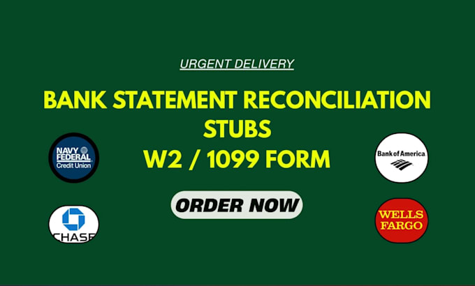 do bank statement reconciliation, payroll reports, stubs, 1099, w2