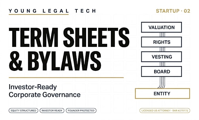 draft startup investment term sheets and corporate bylaws