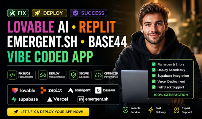 fix deploy lovable ai replit emergent sh base44 vibe coded app supabase vercel
