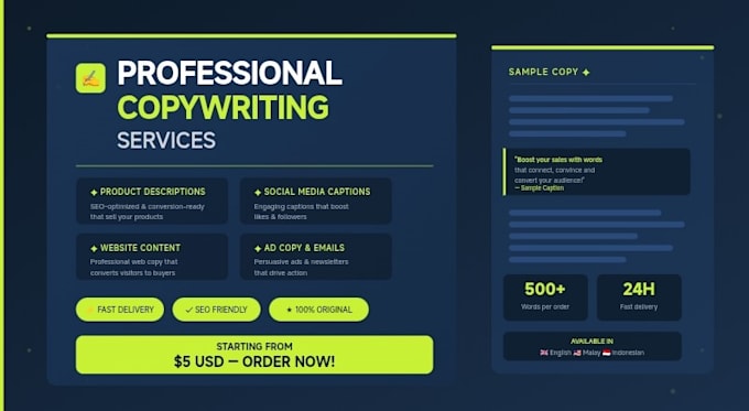 write professional product descriptions and social media captions