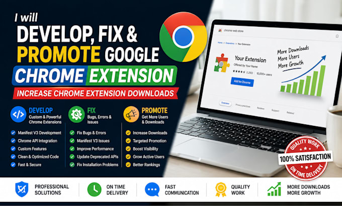 develop fix promote google chrome extension increase chrome extention download