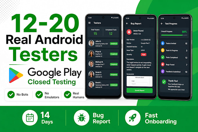 12 testers 20 testers for google play tester closed testing mobile app testing