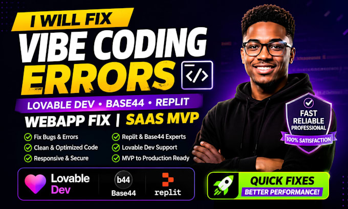fix vibe coding errors lovable dev base44 webapp fix replit app claude code