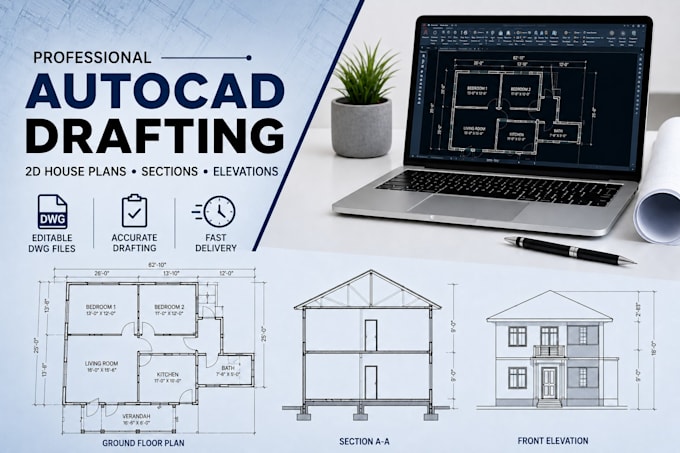 be your autocad draftsman for 2d house plans and drawings