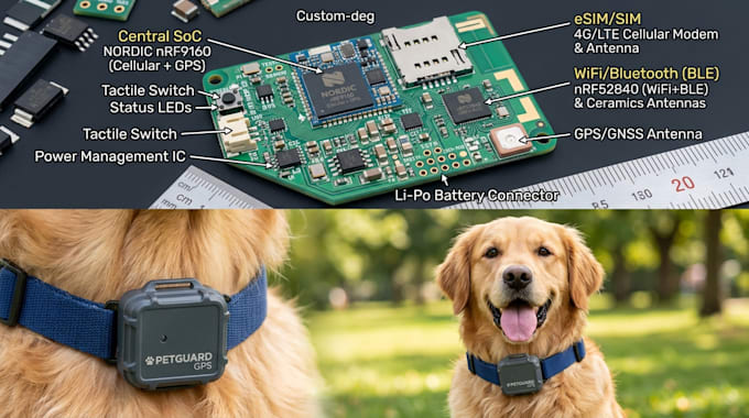 design custom gps pet tracker pcb with cellular, wifi and bluetooth