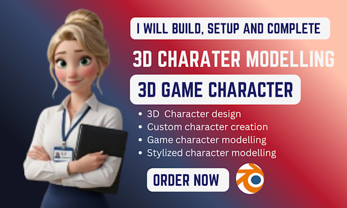 build, setup and complete 3d character modelling 3d game character