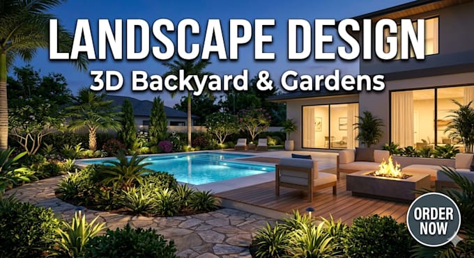 design realistic 3d patio backyard and landscape rendering