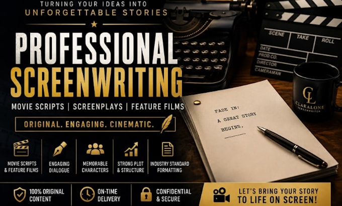write professional movie script, screenplay, feature film script