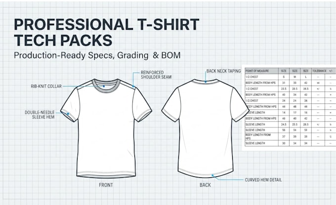 create t shirt tech pack apparel tech pack clothing tech pack design