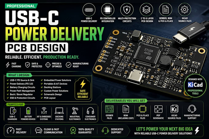 design custom usb c pd pcb for charging and power delivery