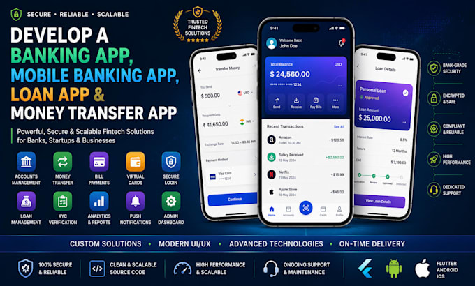 develop a banking app, mobile banking app, loan app, and money transfer app