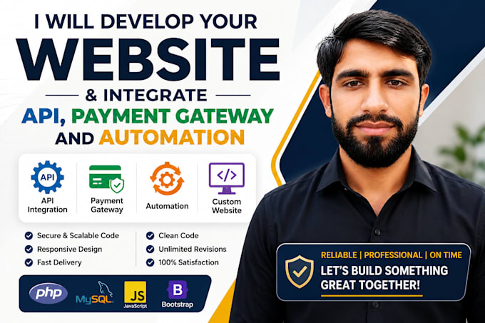 develop your website and integrate API, payment gateway and automation