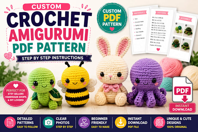 create custom crochet amigurumi PDF patterns