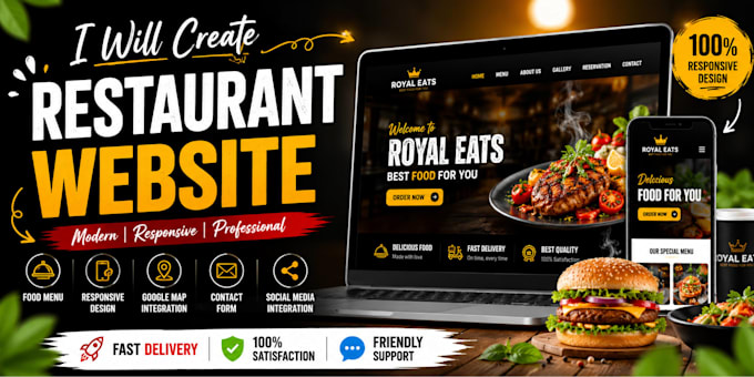 design modern restaurant website, cafe, food website