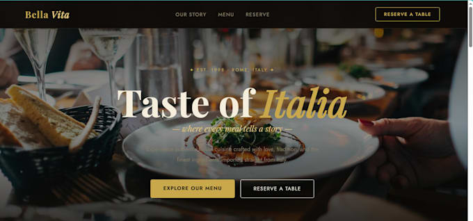 design a restaurant website with online menu and booking