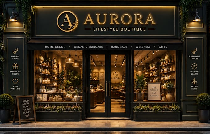 design creative shopfront or storefront and outstanding window graphics