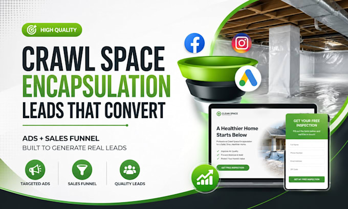 setup ads and sales funnel to generate crawl space encapsulation leads
