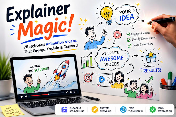 create engaging whiteboard explainer video doodle animation video for training